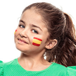 Final step, adding red strip on the bottom of yellow rectangle to complete the Spanish Flag face paint.