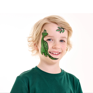 Add red berries around the dinosaur’s mouth and on the leaves.