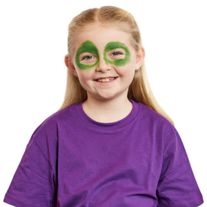 Sponge a green foundation around the eyes.