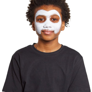 Sponge a white skull base around the center of the face, leaving the eye areas clear.