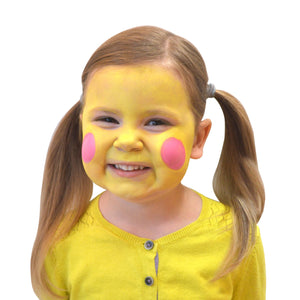 Step two, using bright yellow face paint to cover the face.