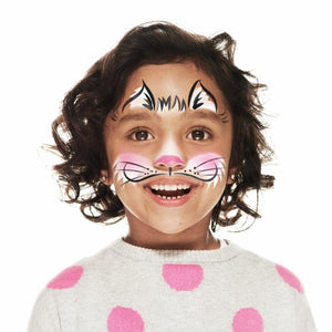 Final step, adding black outline and whiskers  to complete the Cat face paint.