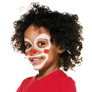 Step two, Using red paint to draw a circle on the nose and each cheek.