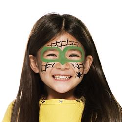 Step two, adding black spider webs on cheeks and forehead.