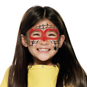 Step two, adding black spider webs on cheeks and forehead.