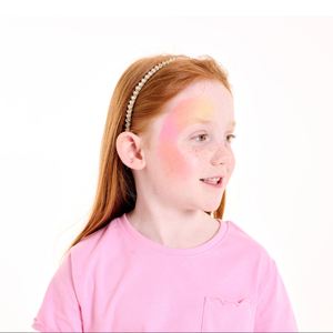 Dab pink and yellow around the eye and cheek.