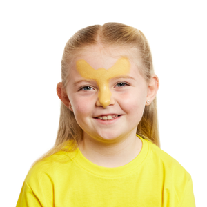 Sponge ochre yellow on the bridge of the nose and the forehead.