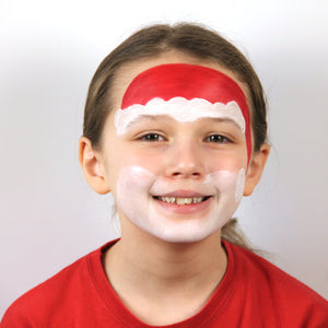 Paint Santa's white beard and his hat in white and red with a round bobble at the end