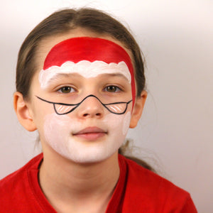 Give Santa a pair of black glasses that sit halfway down his nose 