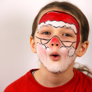 Paint a black outline around the beard and the hat and add a bit of red paint to the nose and Santa is all ready to ho, ho, ho!