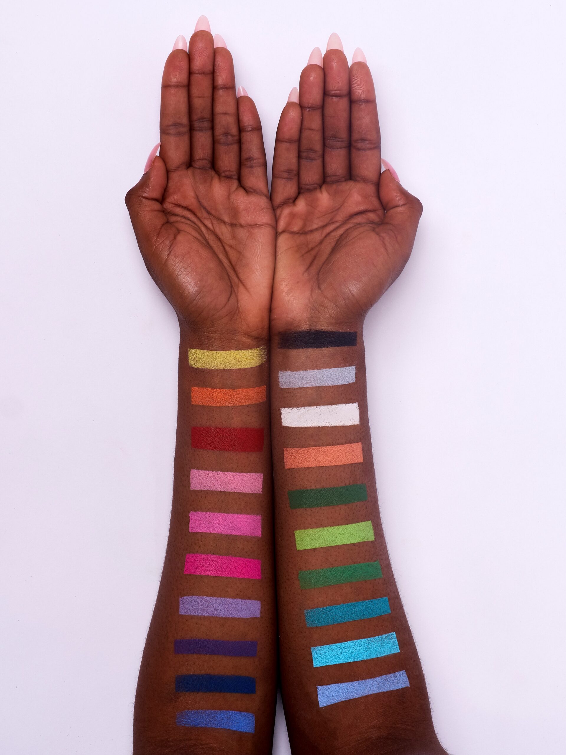 face paint arm swatches