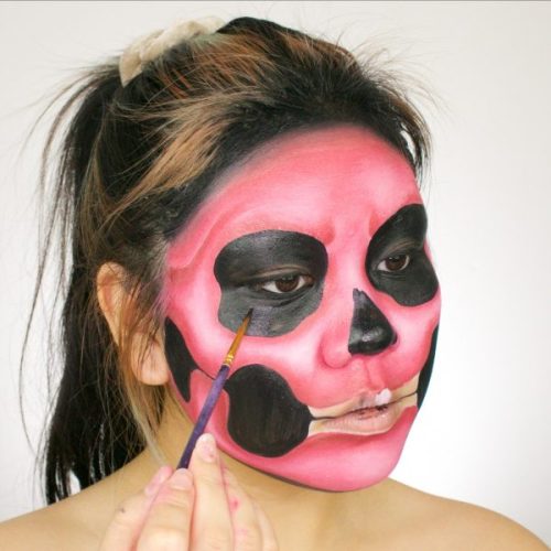 paso 2 calavera rosa