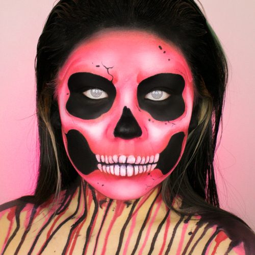 calavera rosa pintura facial