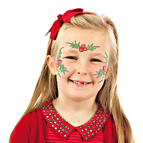 Girl with Holly face paint design