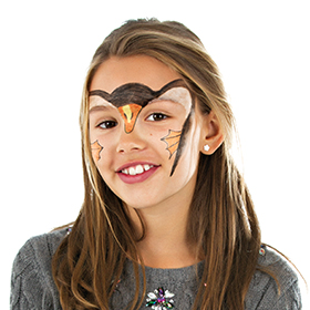 girl with step 2 of Penguin face paint design