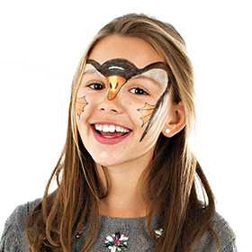 girl with Penguin face paint design