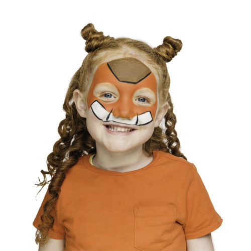 girl with step 2 of Robo Fox face paint design for Halloween