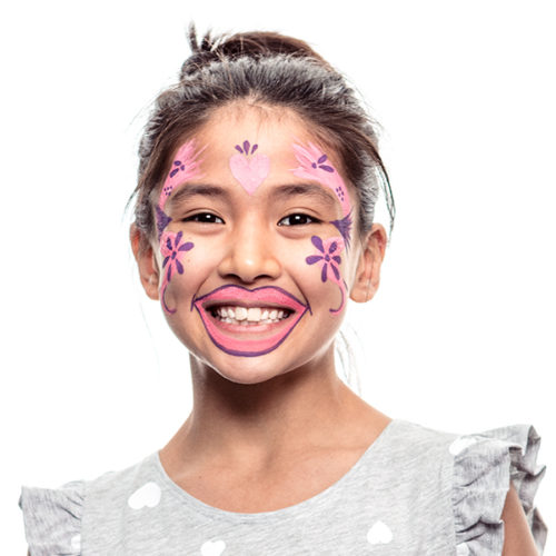 girl with step 2 of Toothy Fairy face paint design