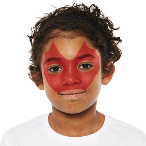 Boy with step 1 of Dragon face paint design