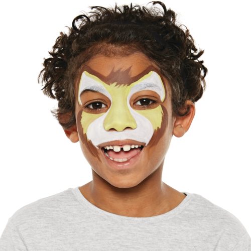 boy with step 2 of Lion face paint design