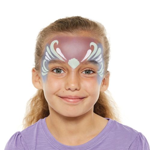 girl with step 2 of Mermaid face paint design