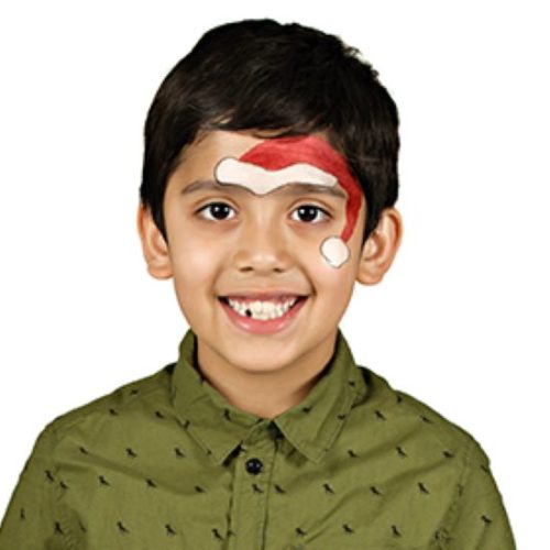 Boy with Christmas Santa face paint design