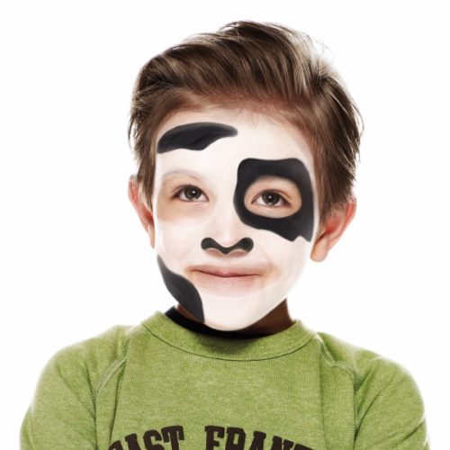 boy with step 2 of dog face paint design