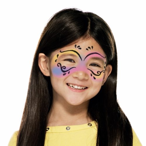 girl with step 2 of Carnival Mask face paint design