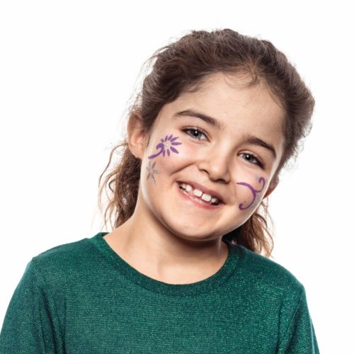 girl with step 2 of Flowers face paint design