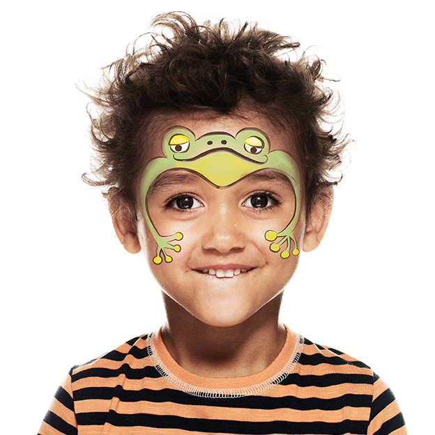 boy with frog face paint design