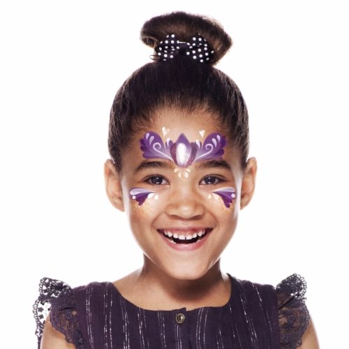girl with Princess Purple face paint design