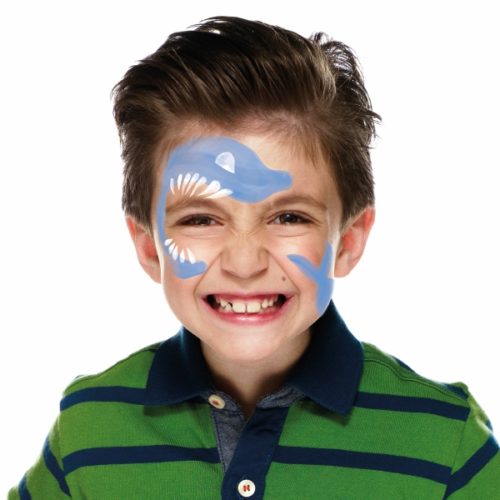 Boy with step 2 of Shark face paint design