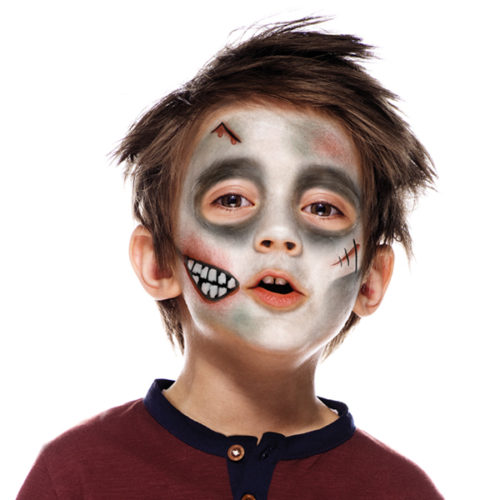 Boy with Zombie face paint design