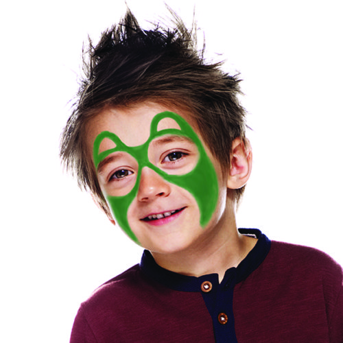 Boy with step 1 of Bear face paint design