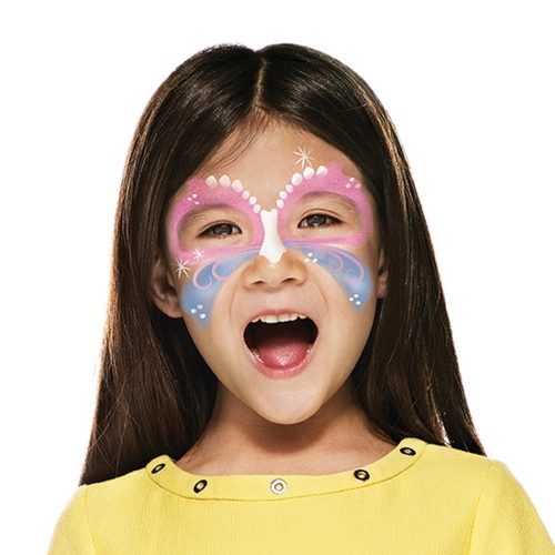 girl with step 2 of Easter Butterfly face paint design