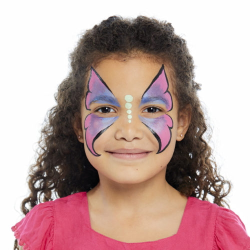 girl with step 2 of Butterfly face paint design