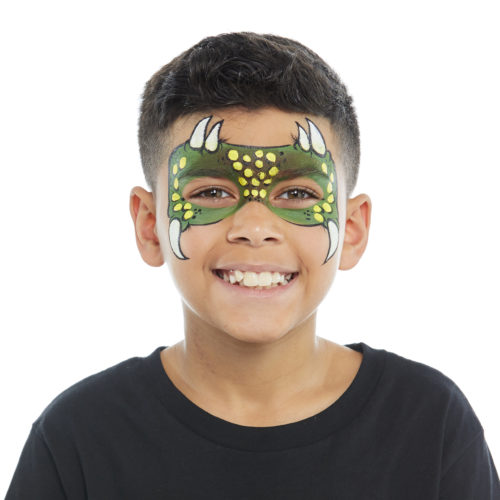 Boy with Dinosaur face paint design