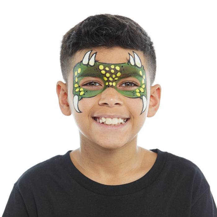 Boy with Dinosaur face paint design