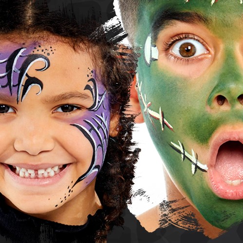 Kids with Halloween face paint