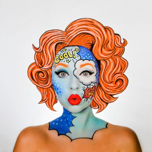 Classic Pop Art face paint design