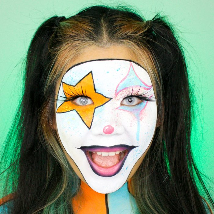 neon clown makeup look