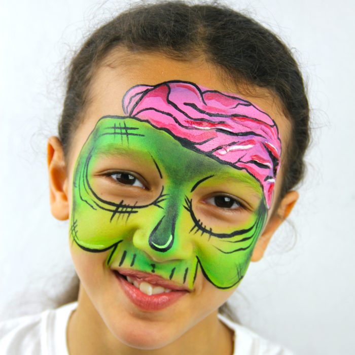 green zombie  Face painting halloween, Zombie face, Zombie face paint