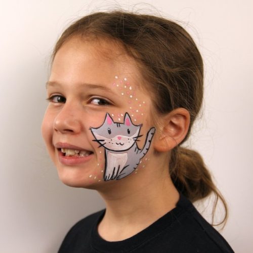 grey cat face paint design step 3