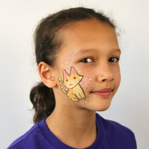 orange cat face paint design step 3