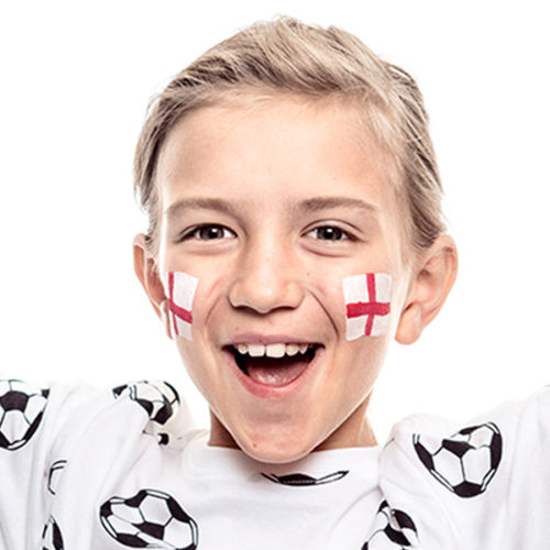 Boy with English Flag face paint design