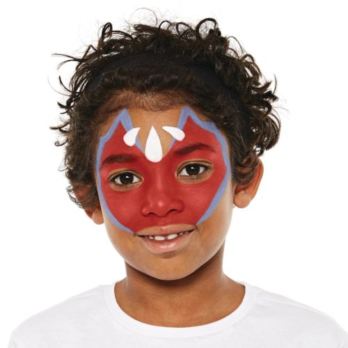Boy with step 2 of Dragon face paint design