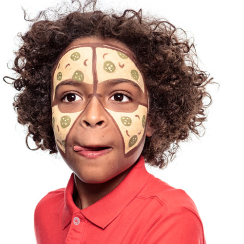 Boy with Pizza Peter face paint design