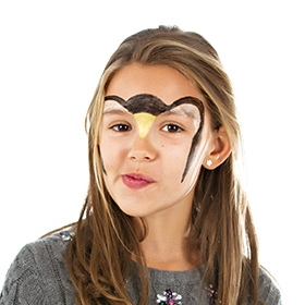 girl with step 1 of Penguin face paint design