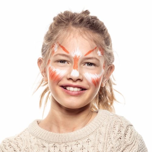 girl with step 2 of Fox face paint design