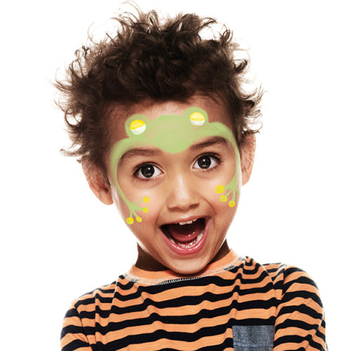 Boy with step 2 of Frog face paint design